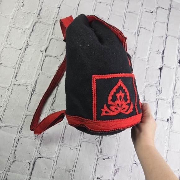 Vtg Lanya Vermont Orvis wool folk ethnic backpack purse rare htf main image 10